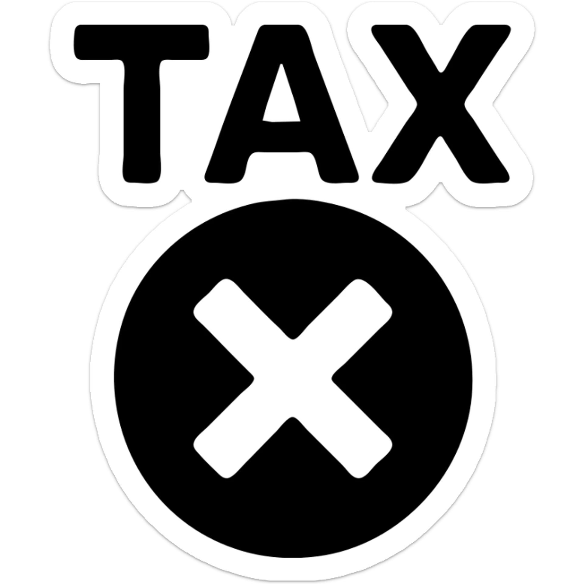 48px non-taxable icon, two-color combination, tax symbol with X mark, minimal style, transparent background sticker