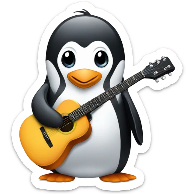 Penguin with a guitar sticker