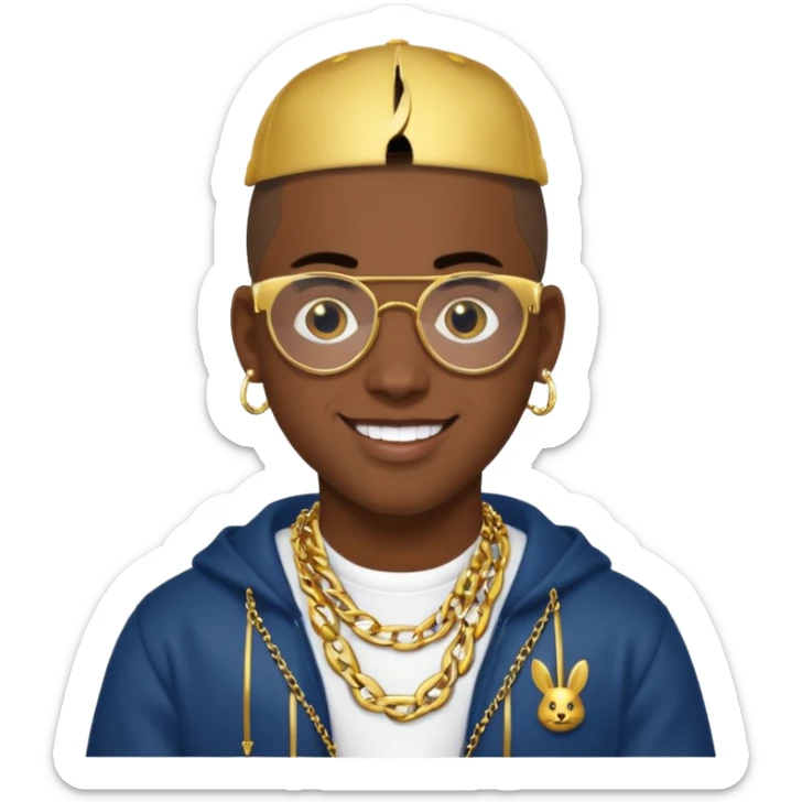 An emoji of Bad Bunny, the superstar from Puerto Rico. The singer. sticker