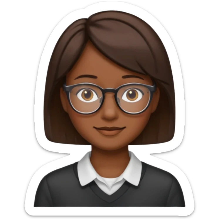 A person emoji with glasses and small smile with short brown hair🤓🙁🧑🏽 sticker