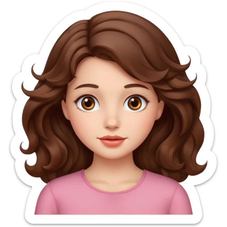 a beautiful girl with wavy volumes brown hair sticker