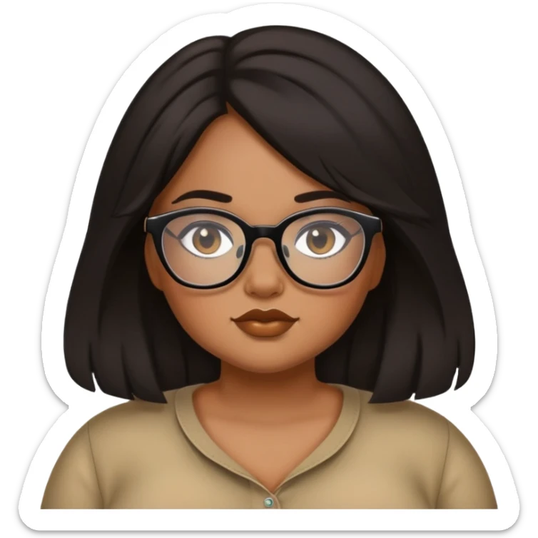 pretty baddie, country, bigger girl with glasses with brown black hair sticker