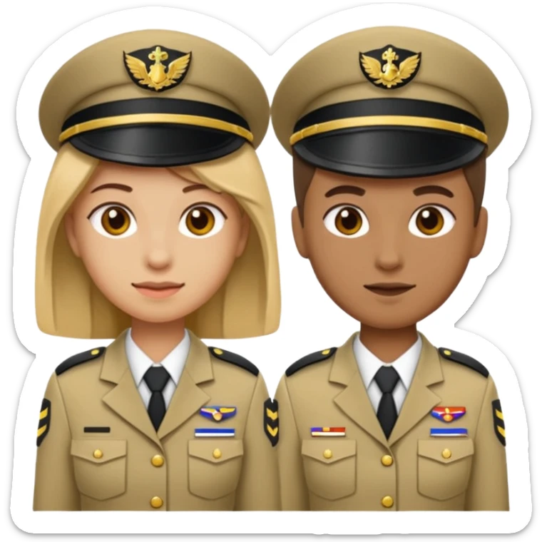 emoji wearing ACU on right half of body with AGSU on the left side of body sticker