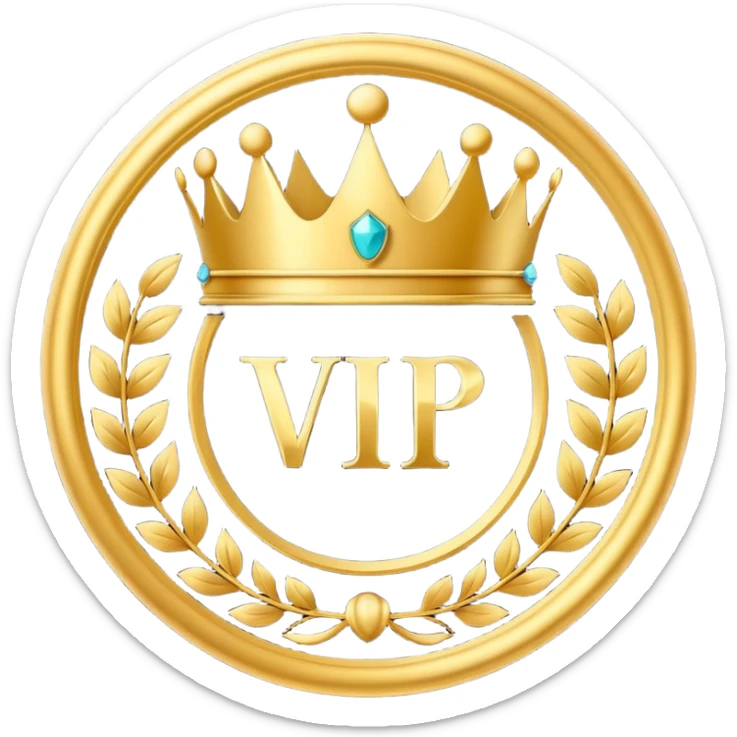 Luxury black and gold circular logo-style emoji, with ornate golden swirls, royal crown on top, bold text in center, glowing golden edges, premium VIP style, dark glossy background, looks like a high-end Telegram bot badge or emblem, no faces, with the text 'VIP24.CC BOT' in golden bold letters sticker