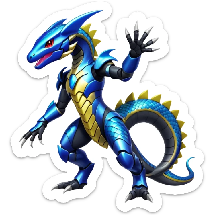 Shiny Exotic Colorful epic Salandit-Genesect-Miraidon-Koraidon-Fakémon-hybrid-creature (full body)  sticker
