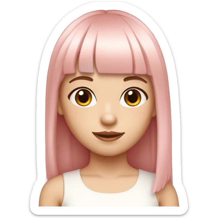 Beautiful, white-skinned girl with soft pink straight hair, and the flat bangs are a little loose. sticker