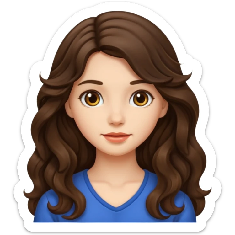 brunette girl with long wavy hair and fair skin  sticker