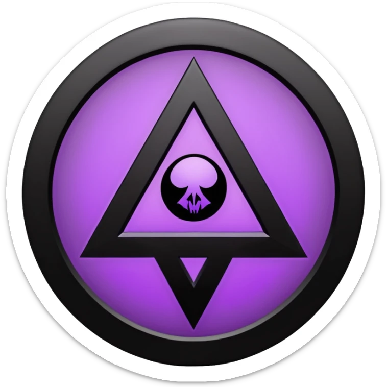 Emoji, dark futuristic occult sigil, symmetrical geometric shape, black metal with faint violet glow, gothic cyber aesthetic, minimal flat design, sharp edges, centered, transparent background sticker