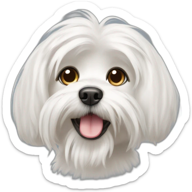 Maltese dog with shorter hair and litte bit of tongue stigning out sticker