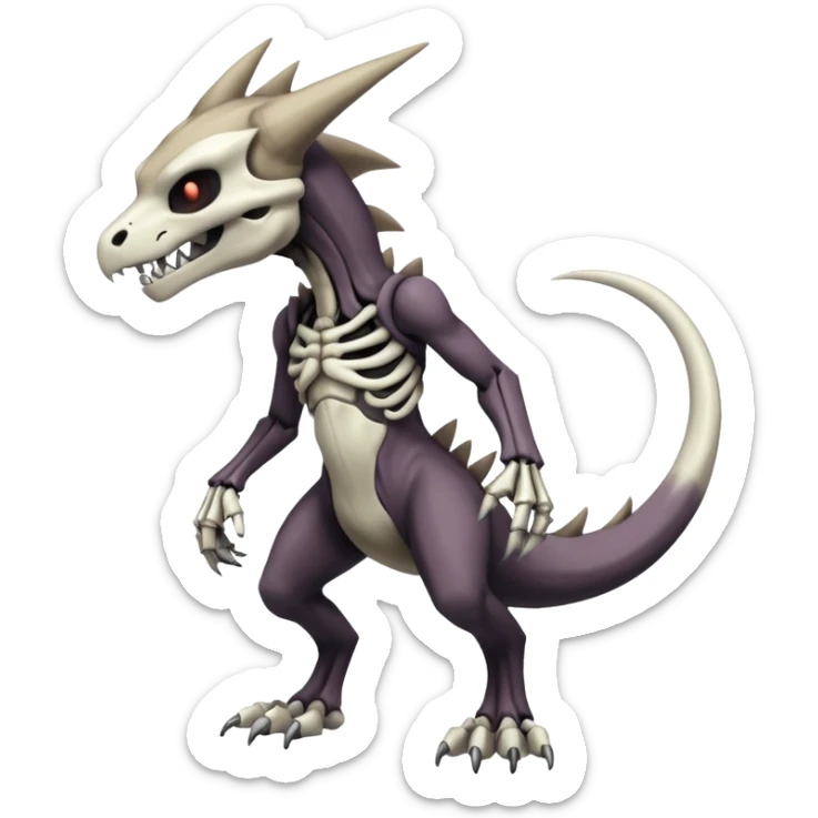 Shiny Badass Edgy Dark Evil Spectral Dusky Spooky Skeletal Cool Hot Stylish Handsome Duskull-Marowak-Darkrai-Fakémon-fusion (full body) sticker