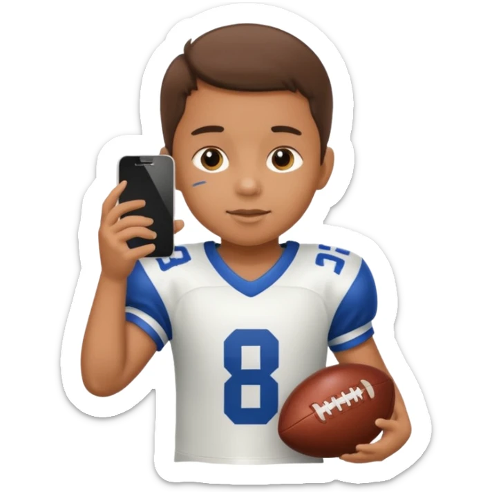 A child holds a phone in his hands and plays football at the same time sticker