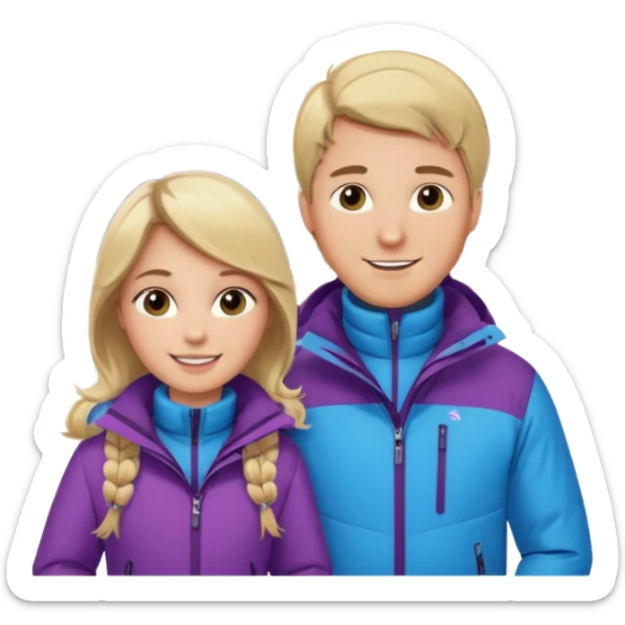 blonde guy with chubby brown hair grey eyes girl in ski 🎿 resort sticker