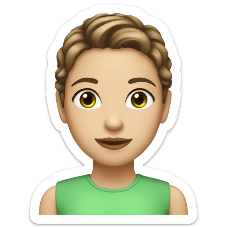 girl with eyelashes and a brown short wavy hair and green eyes sticker