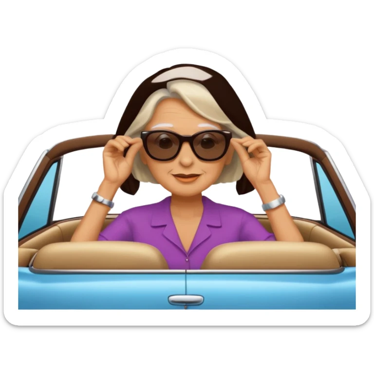 Stikers of mom which is a bit old and is relax and I will put her in a car sticker