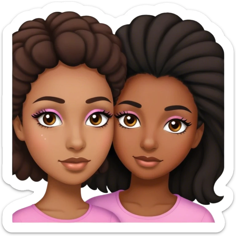 mom and teenage daughter that has eyelashes duo black girls  sticker