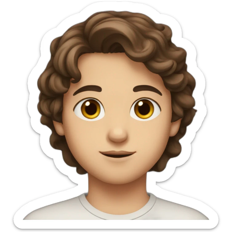 is a tenn Syrian boy with brown small eyes and brown hair his cheeks are red and beautiful sticker