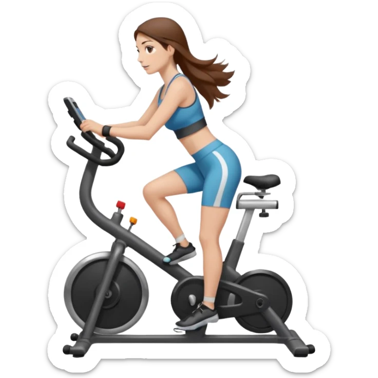 woman with long hair on a stationary bike sticker