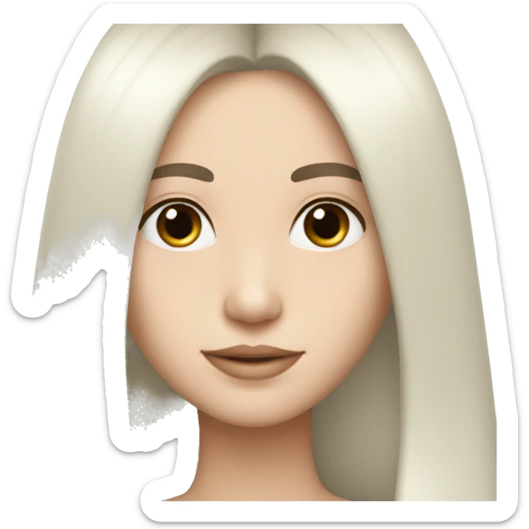 black hair white skin color blush long straight hair sticker