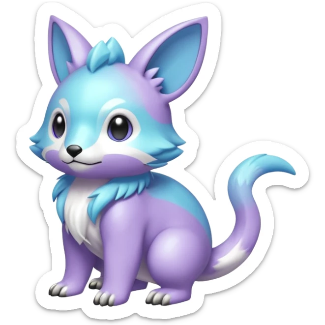 Cute cool pastel shiny colorful animal hybrid Fakemon full body sticker