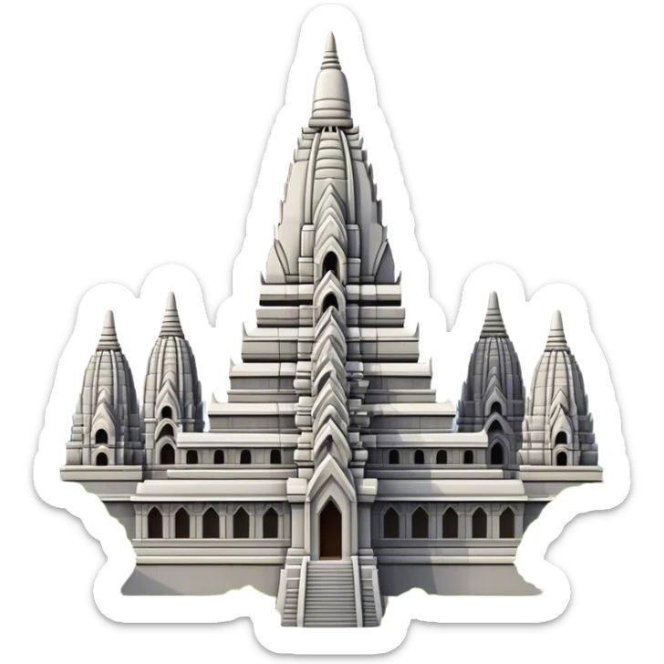 Cinematic Realistic Prambanan Temple Landmark Emoji, depicted as an ornate Hindu temple complex rendered with lifelike detail and dramatic, historical lighting. sticker