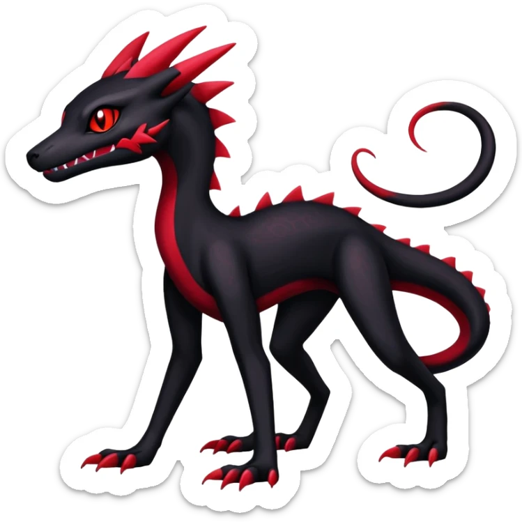 Shiny gothic Salazzle-Salandit-Umbreon-Fakémon-hybrid-creature (full body) 4 legs sticker