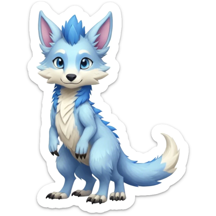 Feral Rare Fantasy cute pastel Vernid-Sergal-animal-creature-hybrid by LiLaiRa, markings, tufted ears, full body sticker