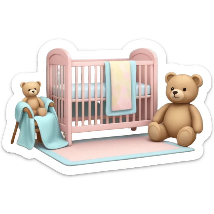 baby room, Cozy baby room with crib and teddy bear sticker