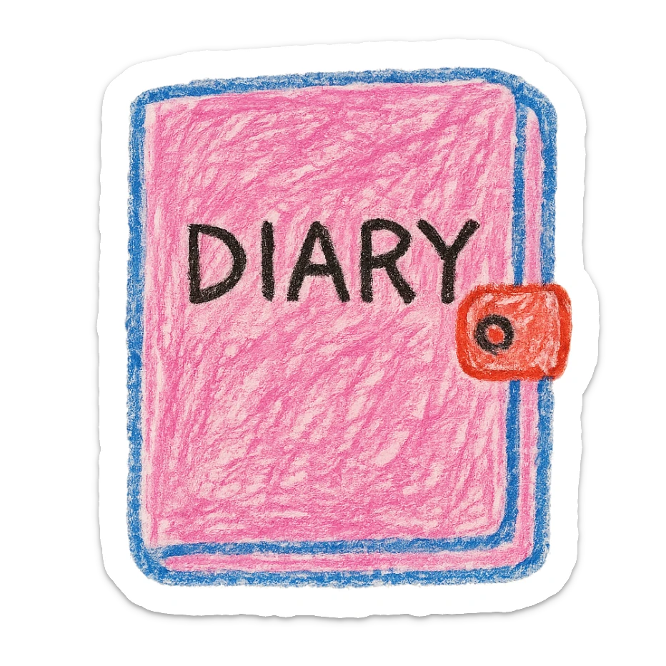 a pink diary sticker
