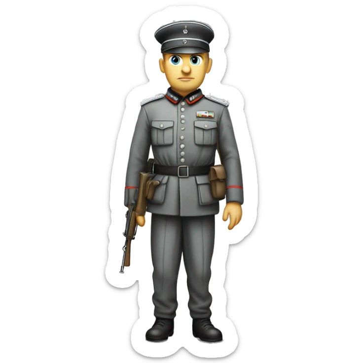 serious german soldier the middle of the XX century photorealistic gray uniform,  sticker