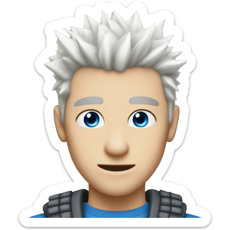 spiky white hair blue eyed young strong man with pale skin sticker