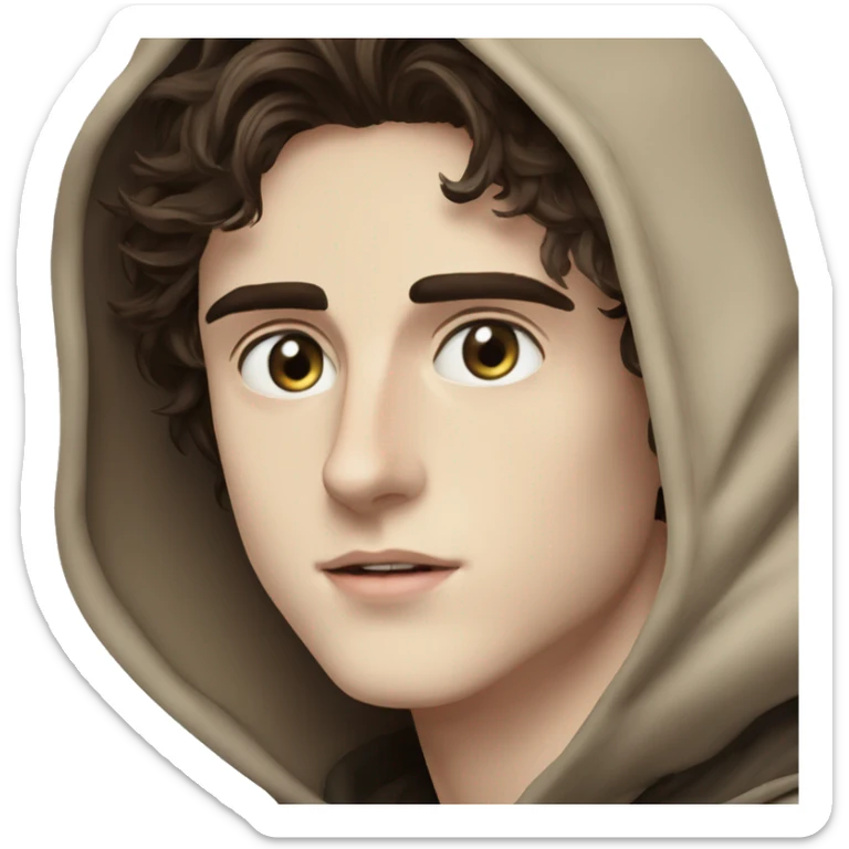 paul atreides timothee chalamet blue eyes with grey beigehood in dune  sticker