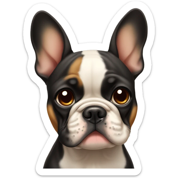 Black-and-tan French bulldog with tears and cute sad puppy eyes  sticker