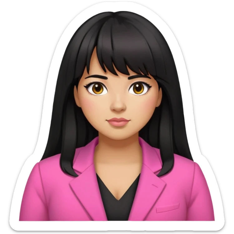 Latina girl with bangs black long hair plus size black and pink blazer sticker