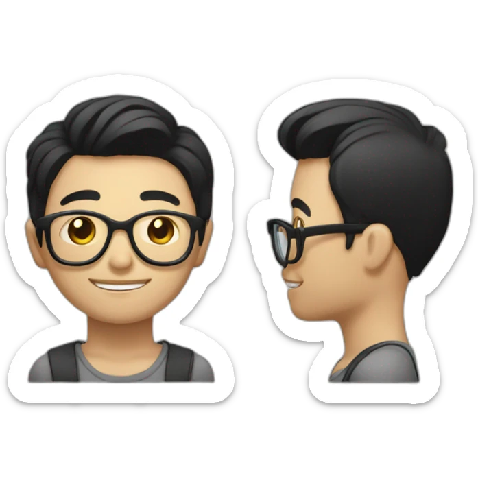 man-glasses-shortblackhair-kind-Chinese-smalleyes-smile-thumb sticker