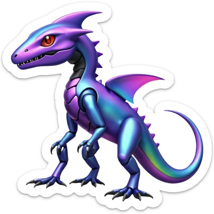 Shiny Iridescent Genesect-Salandit-Fakémon-hybrid-creature (full body)  sticker