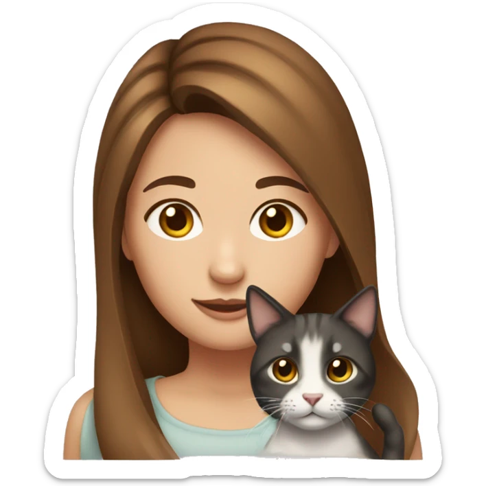Girl with brown hair with cat sticker