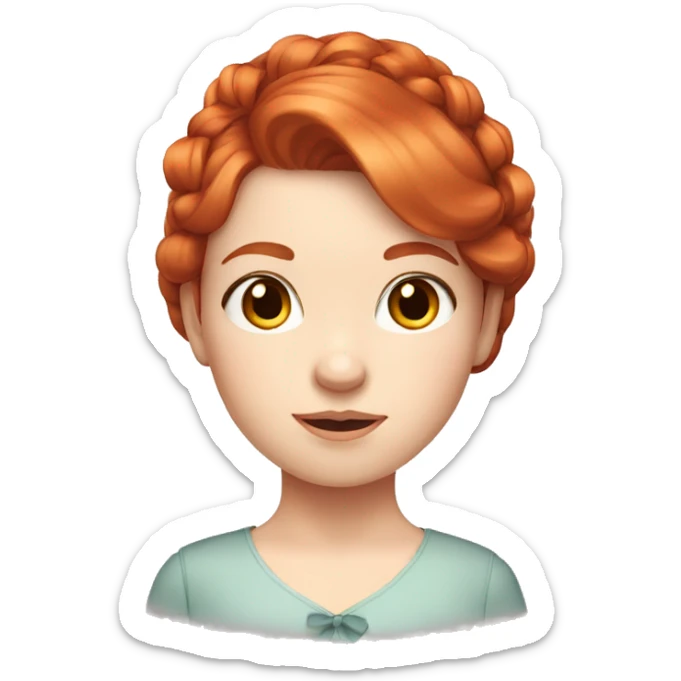 Red-haired girl with bow in hair with pale skin sticker