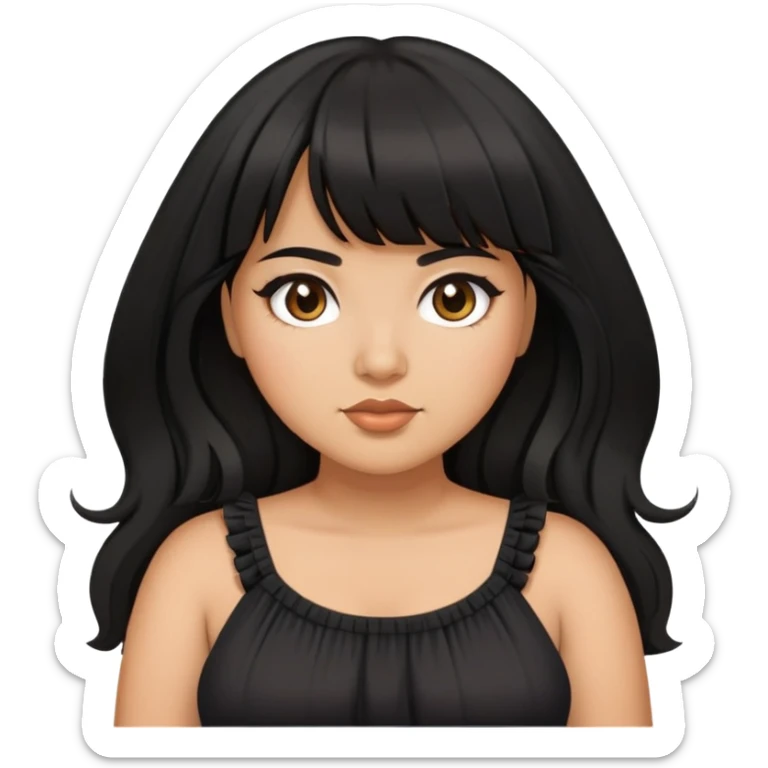 Latina girl with bangs black long hair plus size dress sticker