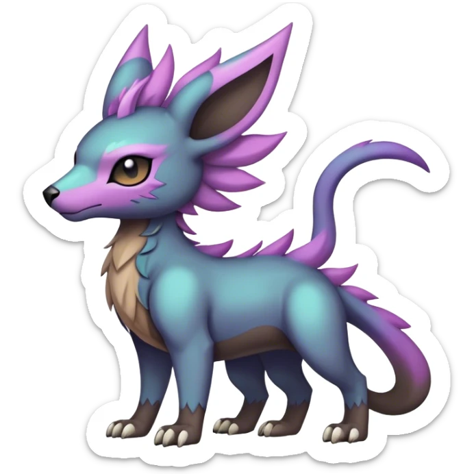 cool colorful dark pastel edgy fantasy animal hybrid Fakemon full body sticker