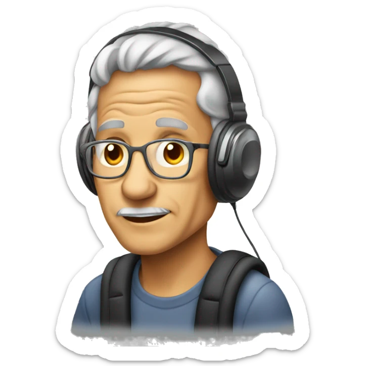 cool emoji cartoon clipart older person wearing headphones clipart emoji sticker