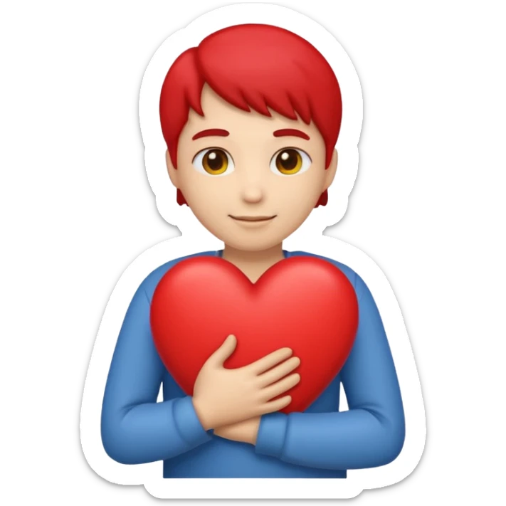 make an emoji of hugging a heart, one person. it's supposed to show a level of gratitude sticker