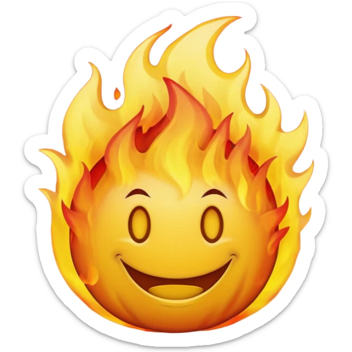 🙂🔥 cobine the two put the fire on topp of the head nothing more nothing less, stop with the ai don’t make it look like a person make it look like an yellow smiley face sticker