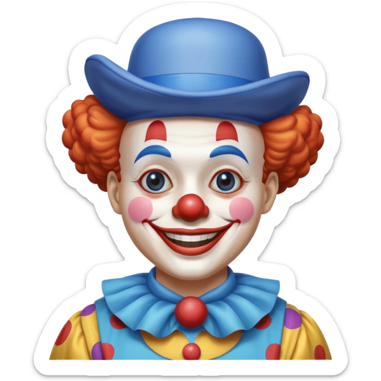 Chú hề đội mũ vuông cao xanh nước biển, cười tươi sticker