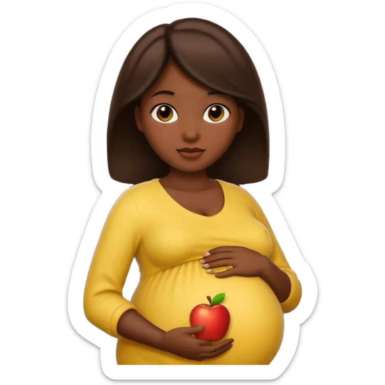 pregnant woman, dark skin tone, apple emoji style sticker