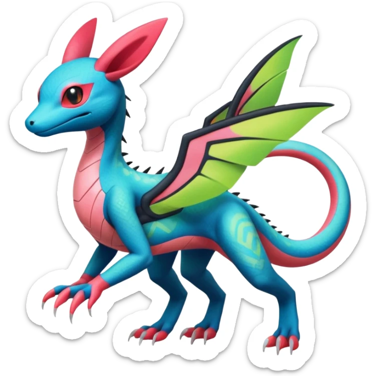 Salandit-Tropius-Flygon-Sylveon-Umbreon-fusion-Pokémon-hybrid-creature  sticker