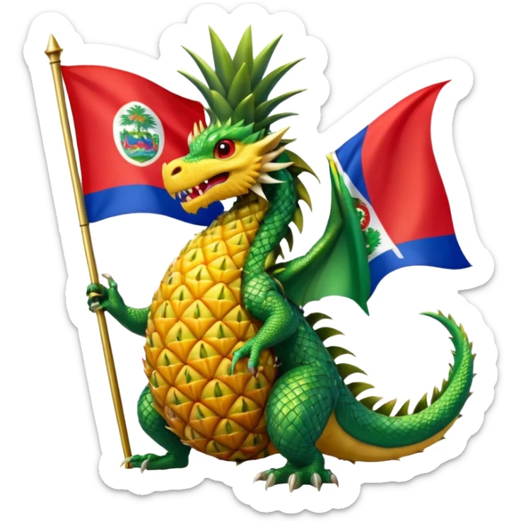 Dragon with the flag of costa rica and a pineapple sticker