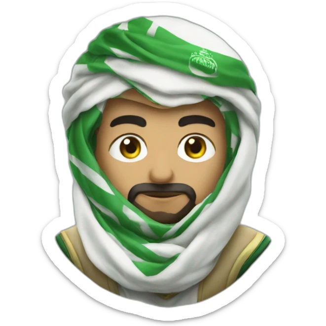 SAUDI AL-AHLI FOOTBALL CLUB FAN WEARING SCARF sticker