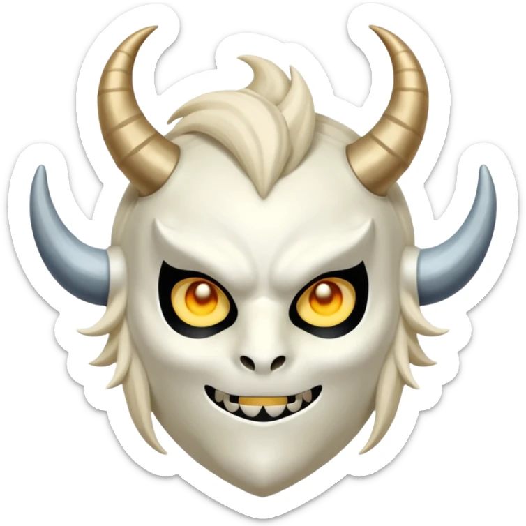 Hilichurl monster from Genshin Impact, wearing a white round mask with horns  sticker