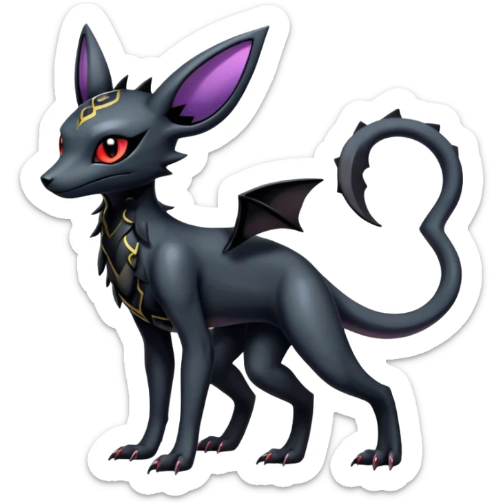 Shiny Dark Edgy Majestic Sophisticated Modern Gothic Gloomy Futuristic Salandit-Umbreon-Delcatty-Hybrid (Full body) sticker