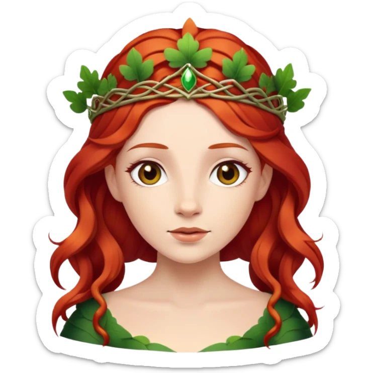 irish princess with crown of vines and red hair sticker